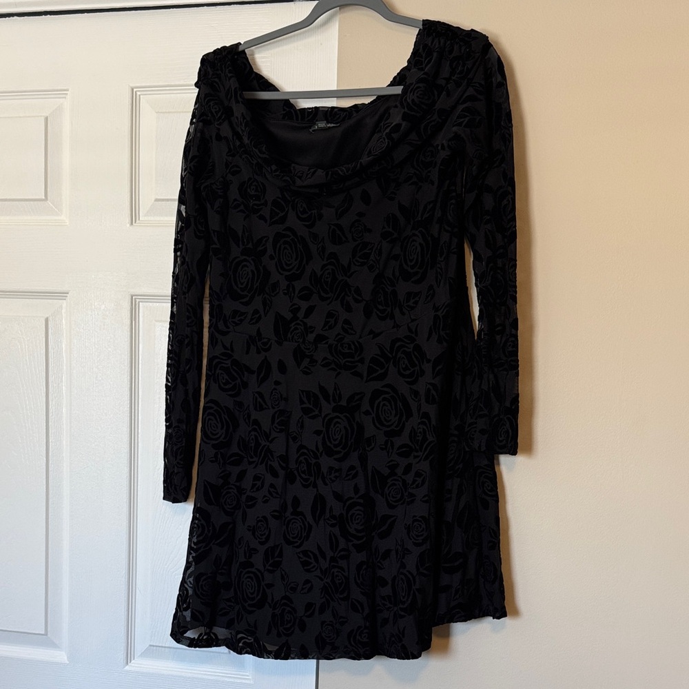 Wild Fable Black Rose Pattern Dress